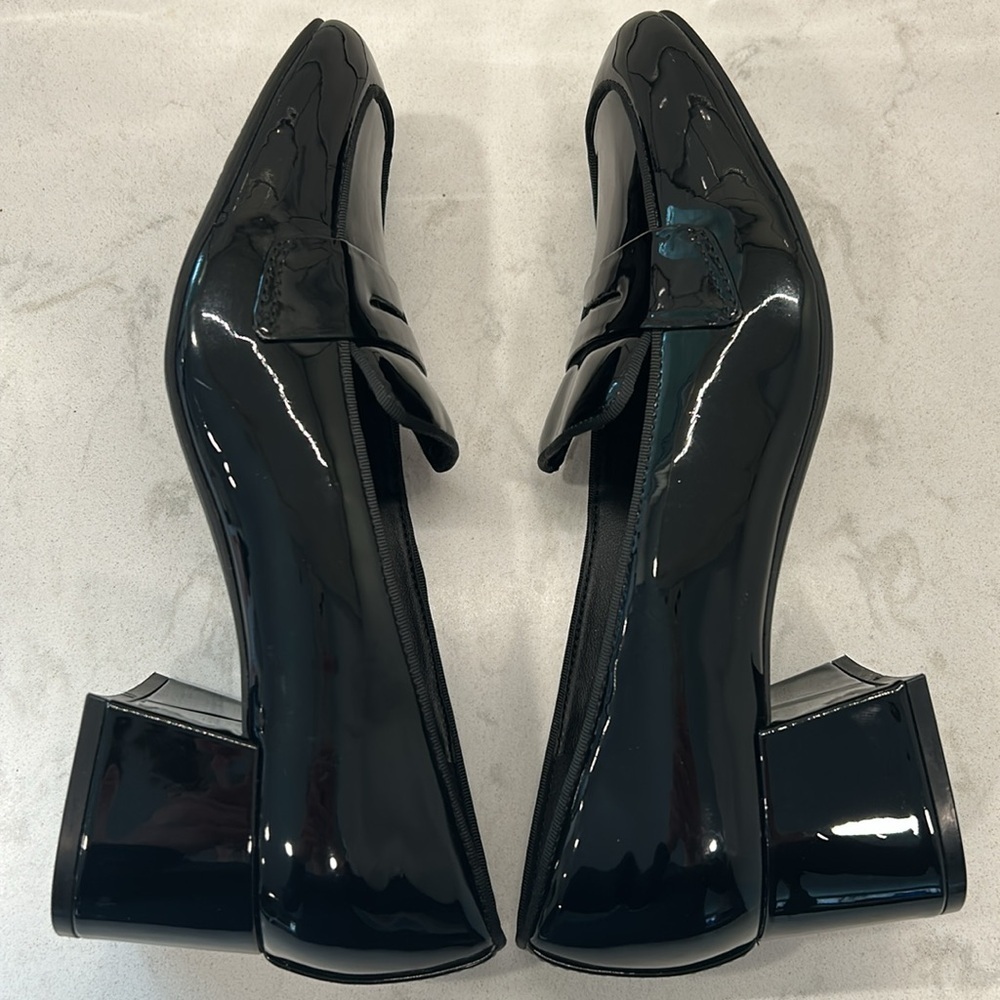 Kelly & Katie Payln Loafer Black Glossy Platform Heel Slip On Academia Office - Picture 9 of 16